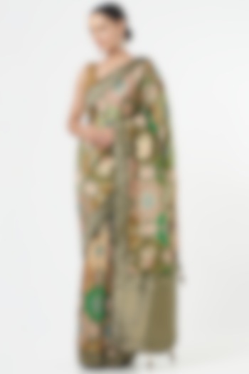 Multi-Colored Banarasi Silk Party Wear Saree Set by NARMADESHWARI at Pernia's Pop Up Shop