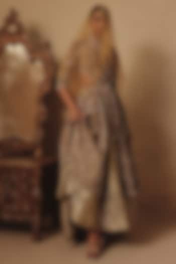 Gold Tissue & Brocade Hand Embroidered Bridal Gown by Rishika Singh at Pernia's Pop Up Shop