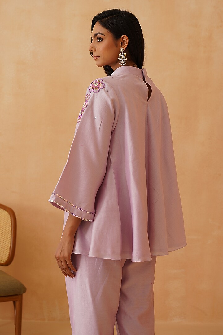 Lilac Chanderi Sequins Embroidered Co-Ord Set by Rishika Singh at Pernia's Pop Up Shop