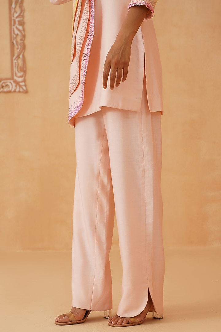 Light Pink Cotton Silk Sequins Embroidered Co-Ord Set by Rishika Singh at Pernia's Pop Up Shop
