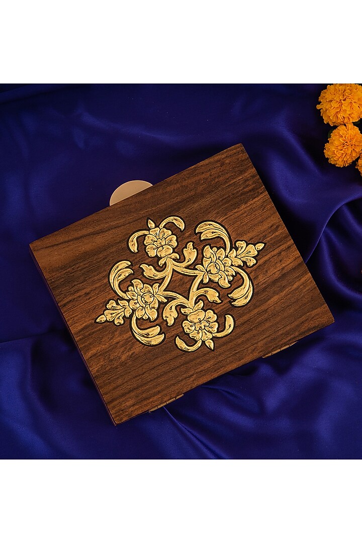 Brown Wood Foil Work Clutch by RITI at Pernia's Pop Up Shop