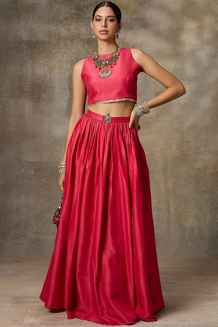 Fuschia Silk Lehenga Set by Rivaar by rocky star at Pernia's Pop Up Shop