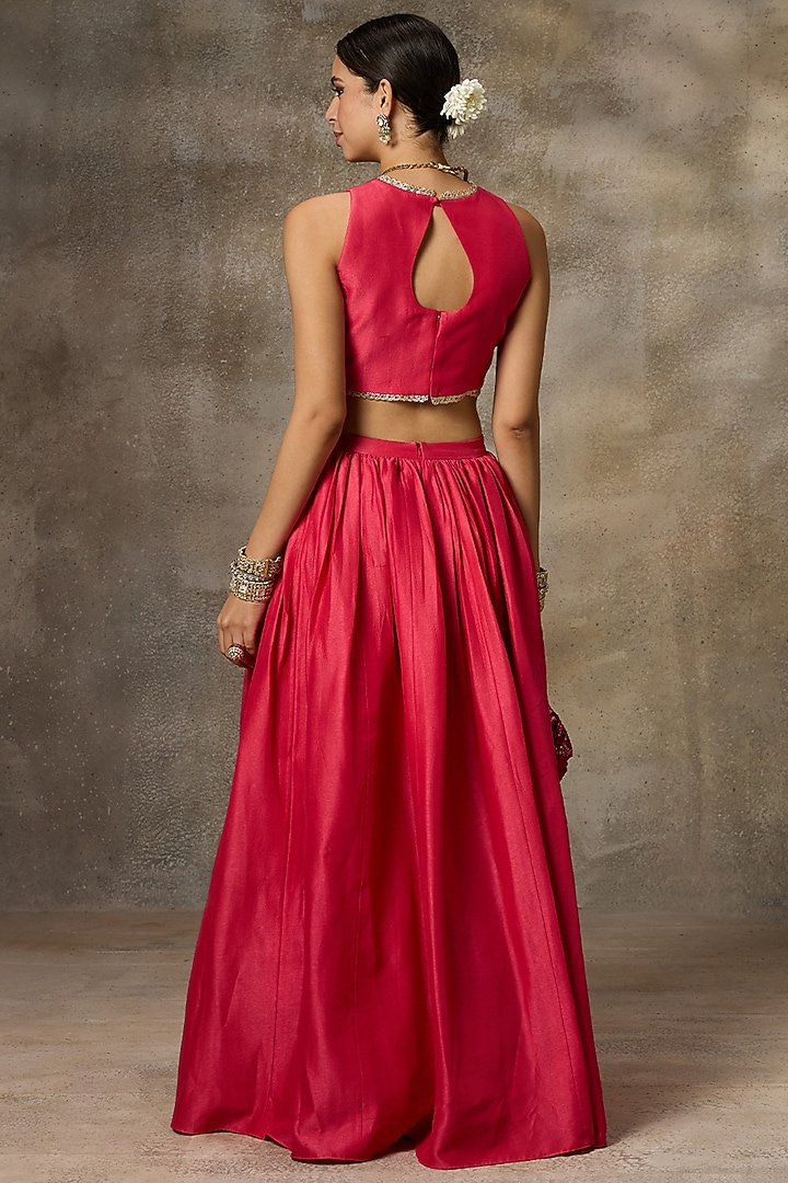 Fuschia Silk Lehenga Set by Rivaar by rocky star at Pernia's Pop Up Shop