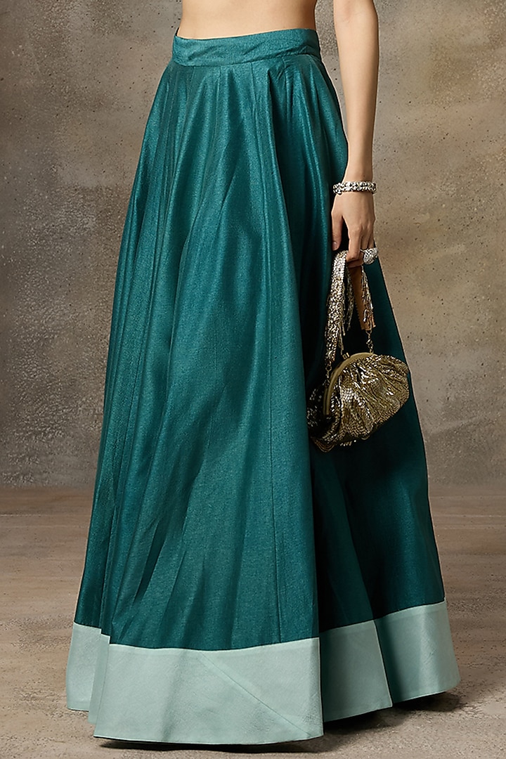 Teal Silk Lehenga Set by Rivaar by rocky star at Pernia's Pop Up Shop