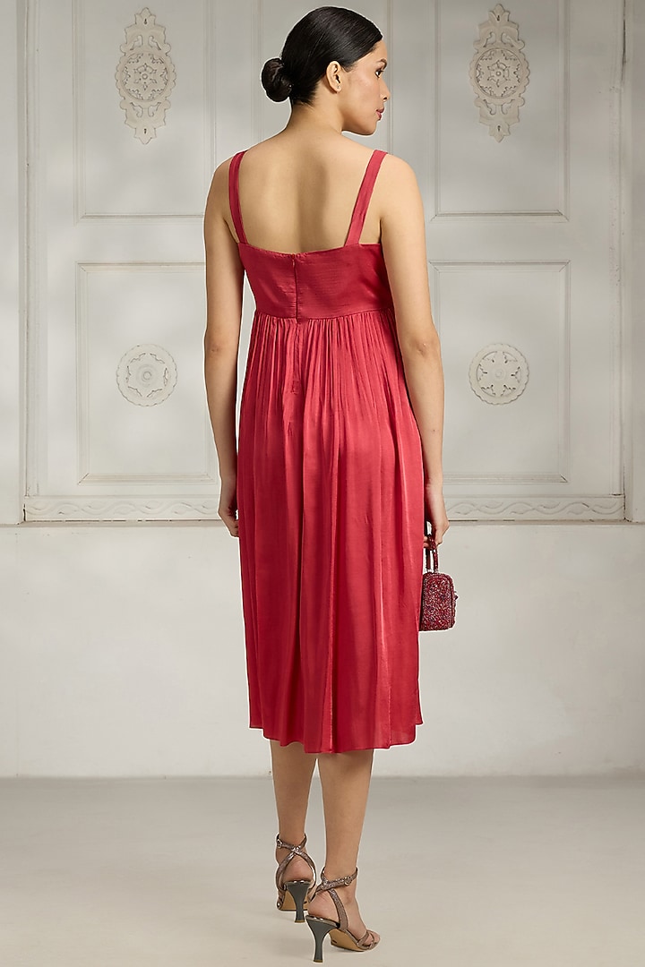 Red Satin Embellished Strappy Summer Dress by Rivaar by rocky star at Pernia's Pop Up Shop