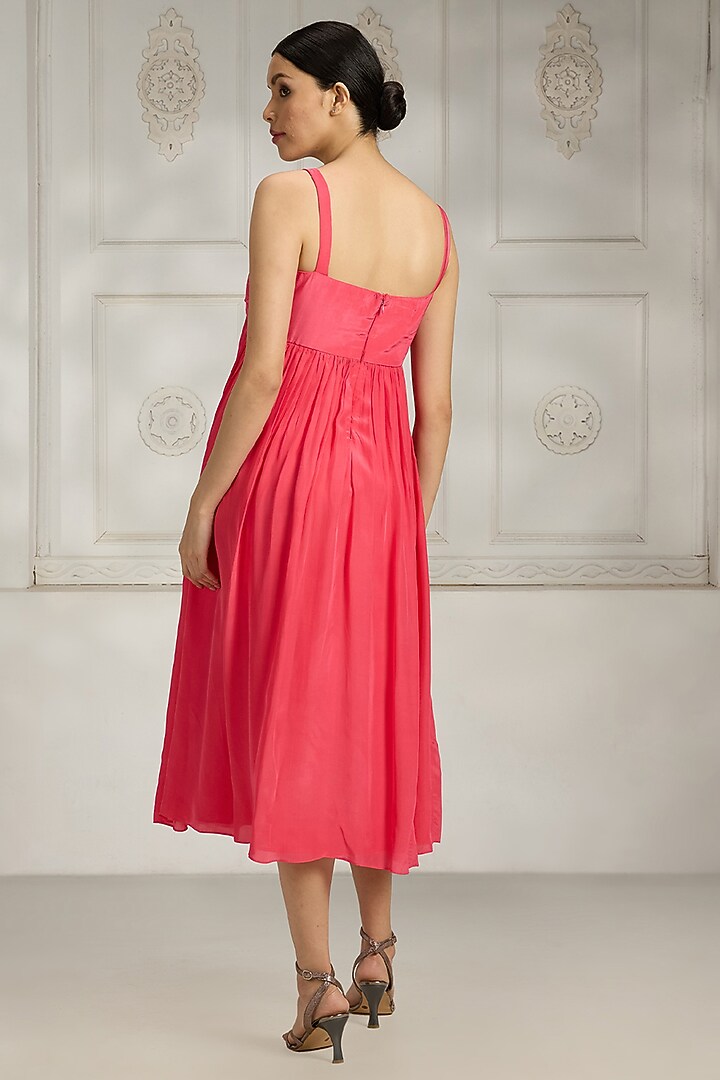 Fushia Pink Crepe Embellished Summer Dress by Rivaar by rocky star at Pernia's Pop Up Shop