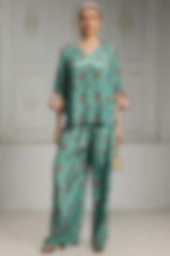 Blue Crepe Boota Printed Tunic Set by Rivaar by rocky star at Pernia's Pop Up Shop