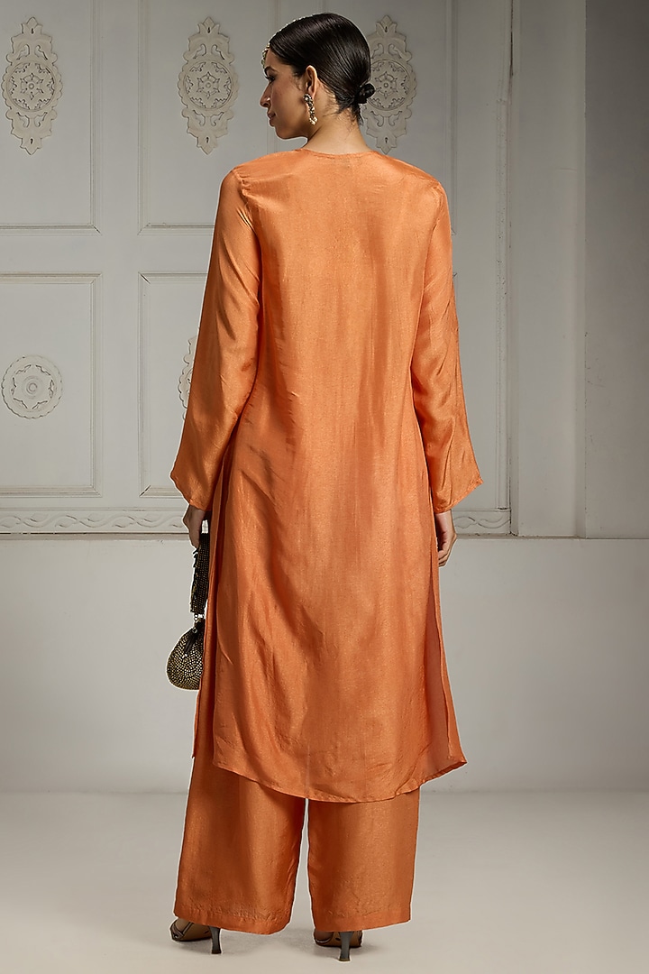 Rust Silk Solid Tunic Set by Rivaar by rocky star at Pernia's Pop Up Shop
