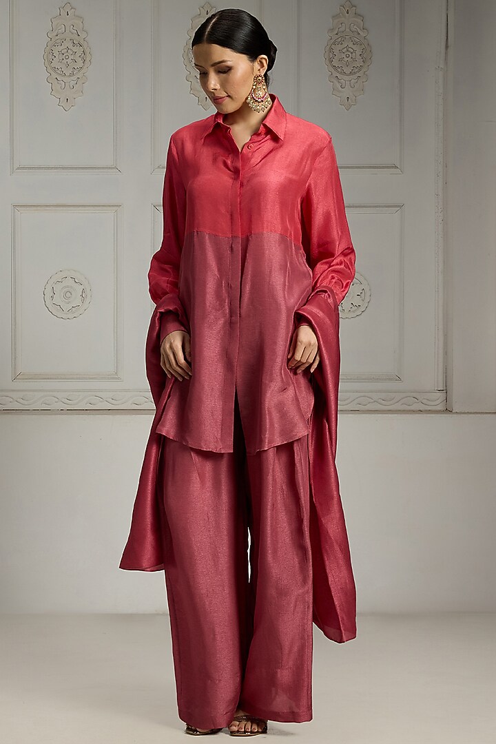 Bright Pink & Onion Pink Color-Blocked Tunic Set by Rivaar by rocky star at Pernia's Pop Up Shop