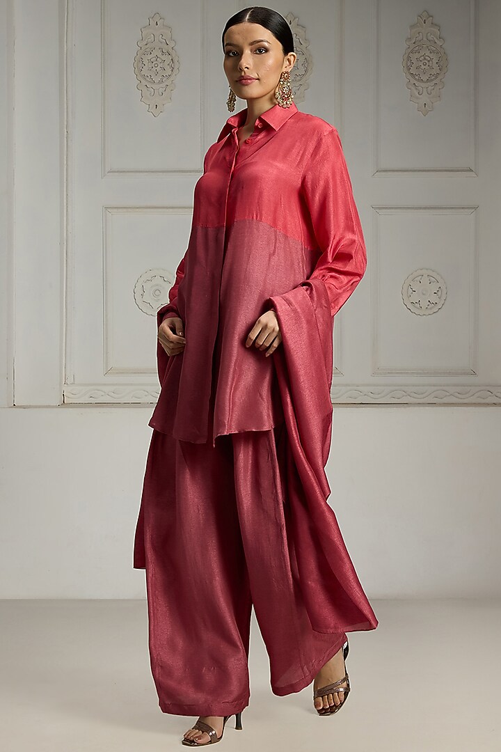 Bright Pink & Onion Pink Color-Blocked Tunic Set by Rivaar by rocky star at Pernia's Pop Up Shop