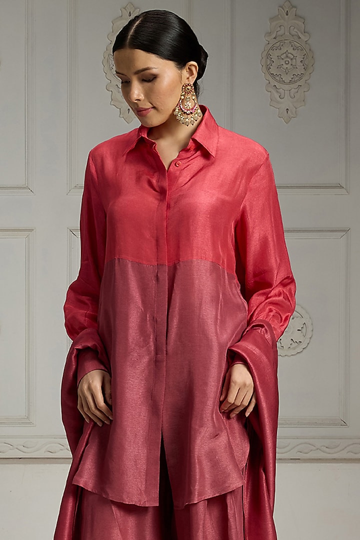 Bright Pink & Onion Pink Color-Blocked Tunic Set by Rivaar by rocky star at Pernia's Pop Up Shop