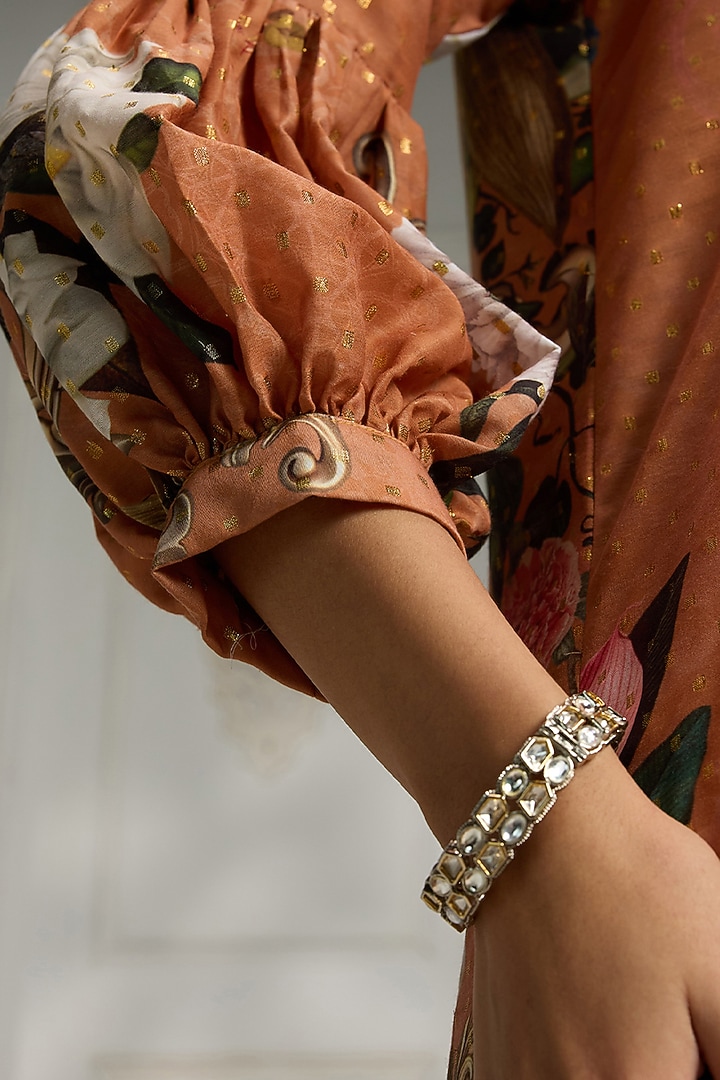 Rust Polyester Blend Floral Digital Printed Shirt Kurta by Rivaar by rocky star at Pernia's Pop Up Shop