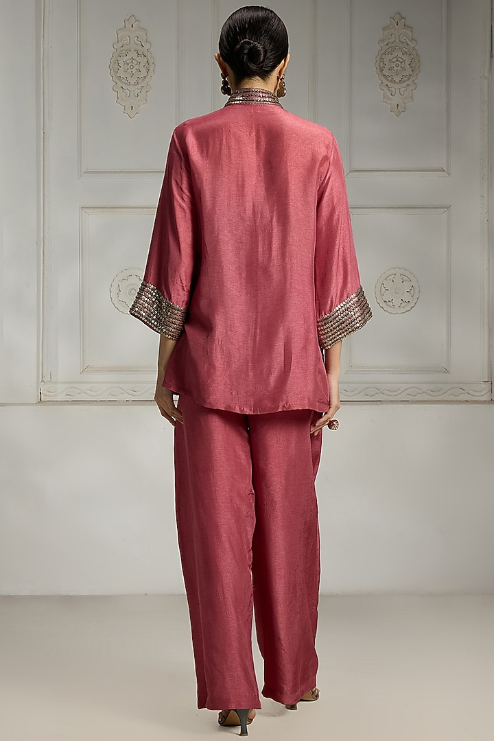 Onion Pink Silk Kurta by Rivaar by rocky star at Pernia's Pop Up Shop