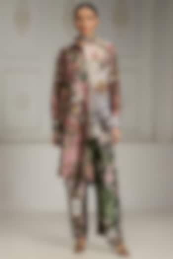 Pink & Ivory Polyester Blend Floral Digital Printed Kurta by Rivaar by rocky star at Pernia's Pop Up Shop