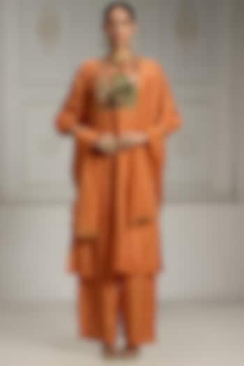 Orange Silk Kurta by Rivaar by rocky star at Pernia's Pop Up Shop