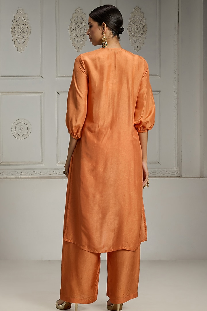 Orange Silk Kurta by Rivaar by rocky star at Pernia's Pop Up Shop