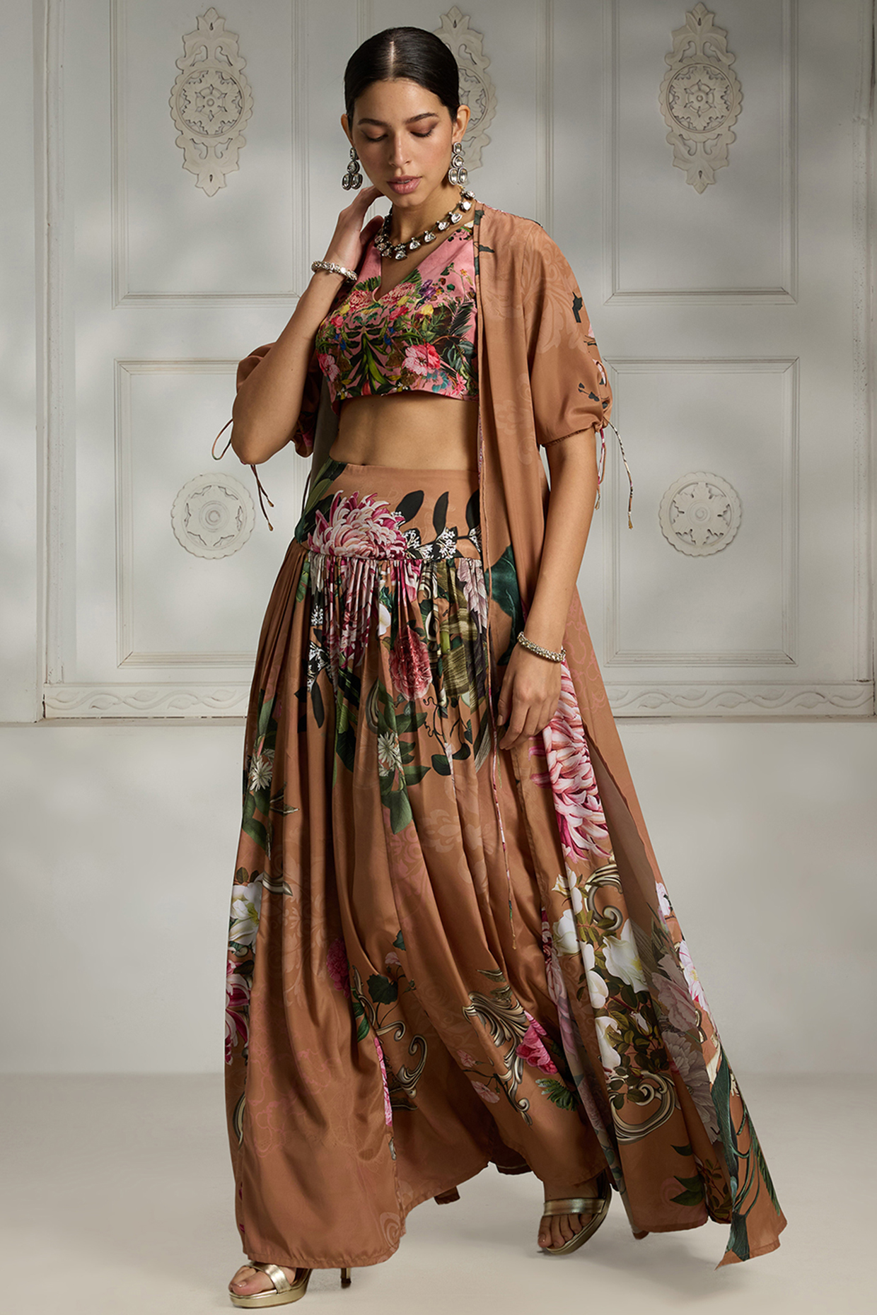 Rust Crepe Cape Set by Rivaar by rocky star at Pernia's Pop Up Shop