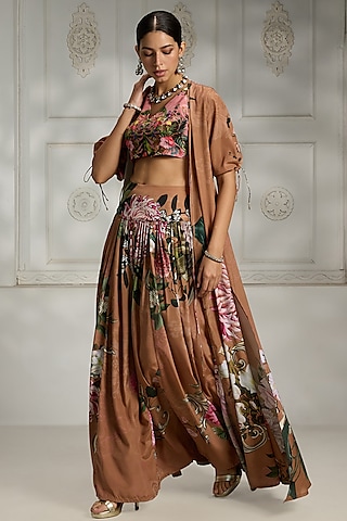 Rust Crepe Cape Set by Rivaar by rocky star