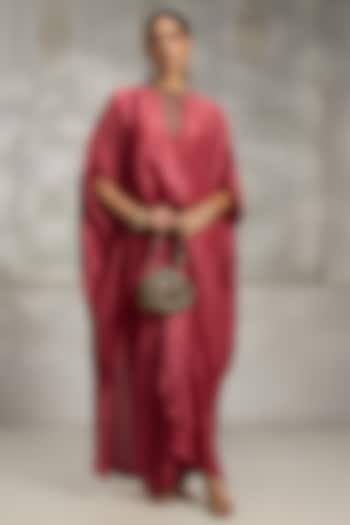 Onion Pink Russian Silk Draped Skirt Set by Rivaar by rocky star at Pernia's Pop Up Shop