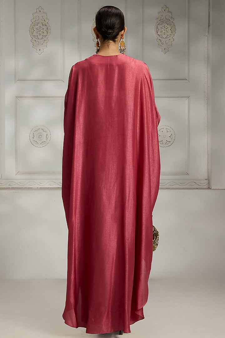Onion Pink Russian Silk Draped Skirt Set by Rivaar by rocky star at Pernia's Pop Up Shop