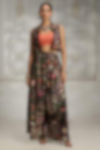 Black Polyester Printed Jacket Set by Rivaar by rocky star at Pernia's Pop Up Shop
