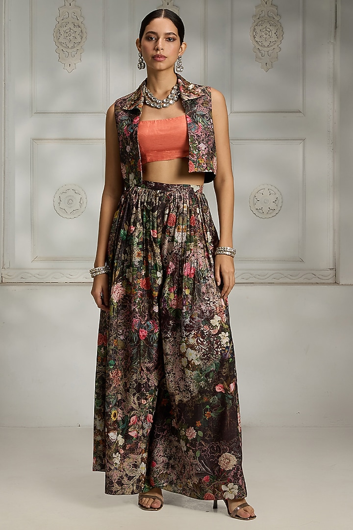 Black Polyester Printed Jacket Set by Rivaar by rocky star at Pernia's Pop Up Shop