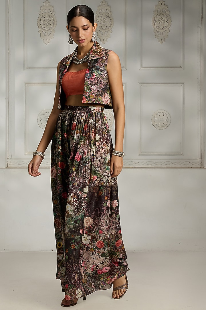 Black Polyester Printed Jacket Set by Rivaar by rocky star at Pernia's Pop Up Shop