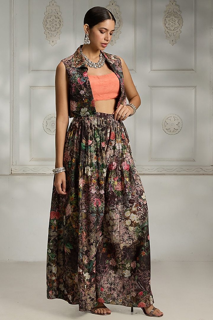 Black Polyester Printed Jacket Set by Rivaar by rocky star at Pernia's Pop Up Shop