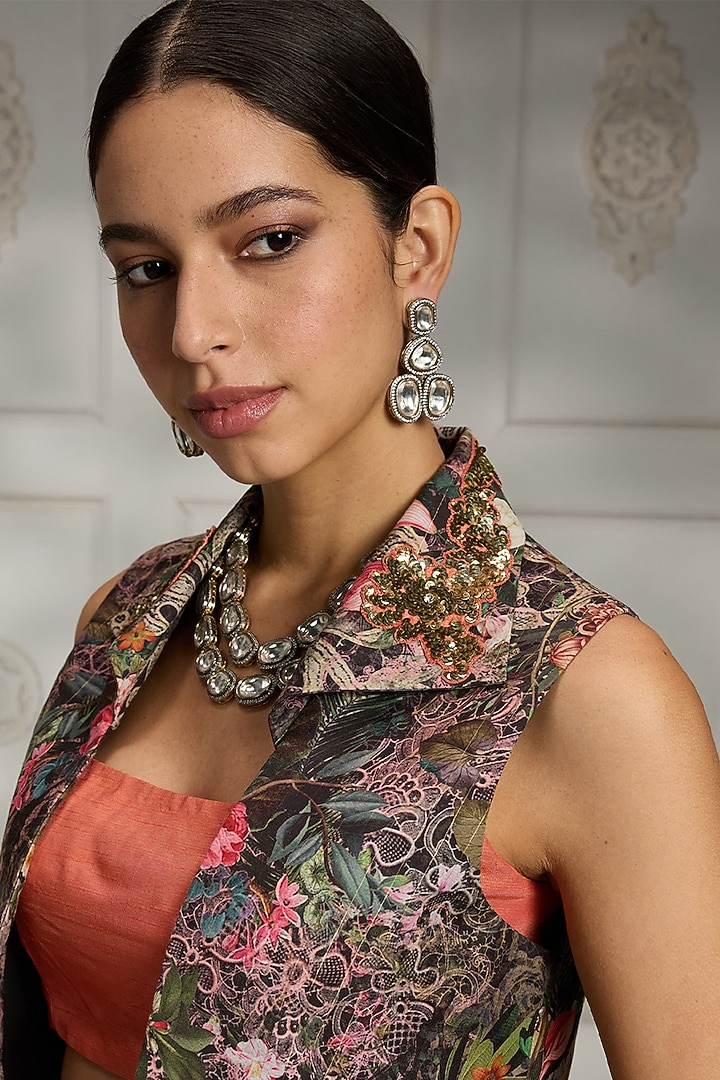 Black Polyester Printed Jacket Set by Rivaar by rocky star at Pernia's Pop Up Shop