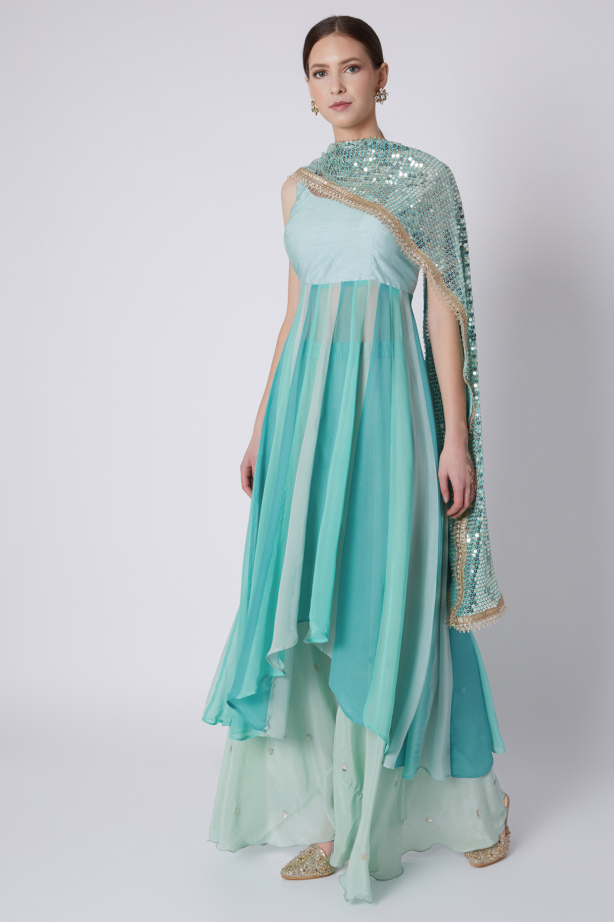 sky blue anarkalis