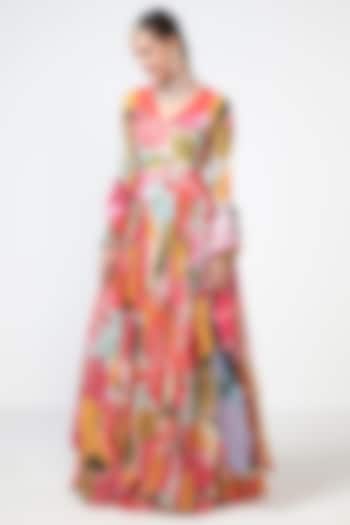 Aqua Georgette Lurex Wedding Anarkali With Dupatta by Rishi & Vibhuti at Pernia's Pop Up Shop