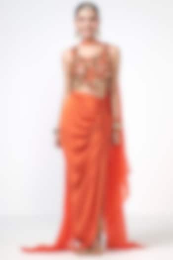 Narangi Satin Skirt Set by Rishi & Vibhuti at Pernia's Pop Up Shop