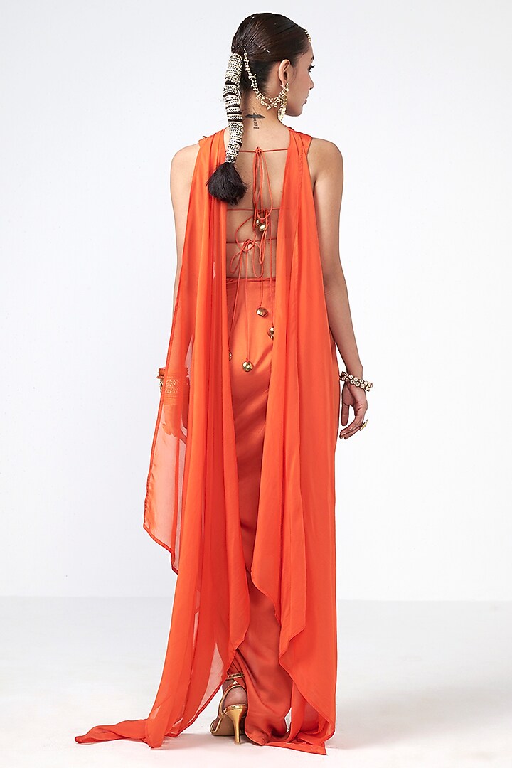 Narangi Satin Skirt Set by Rishi & Vibhuti at Pernia's Pop Up Shop