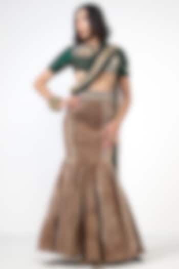 Crush Golden Dupion Embroidered Fish-Cut Skirt Set by Rishi & Vibhuti at Pernia's Pop Up Shop