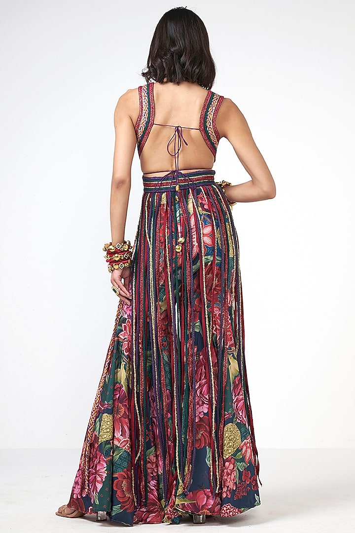 Bottle Green Crepe Trims Work Co-Ord Set by Rishi & Vibhuti at Pernia's Pop Up Shop