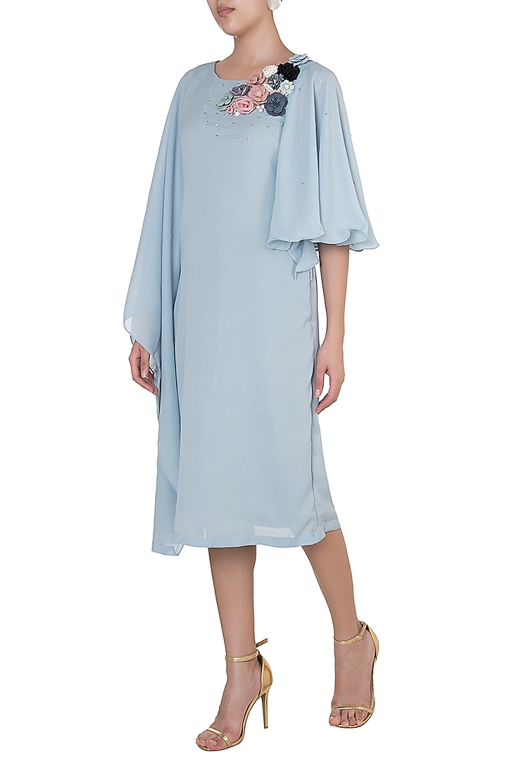 Baby Blue Embroidered Vacation Dress by Rishi & Vibhuti at Pernia's Pop Up Shop