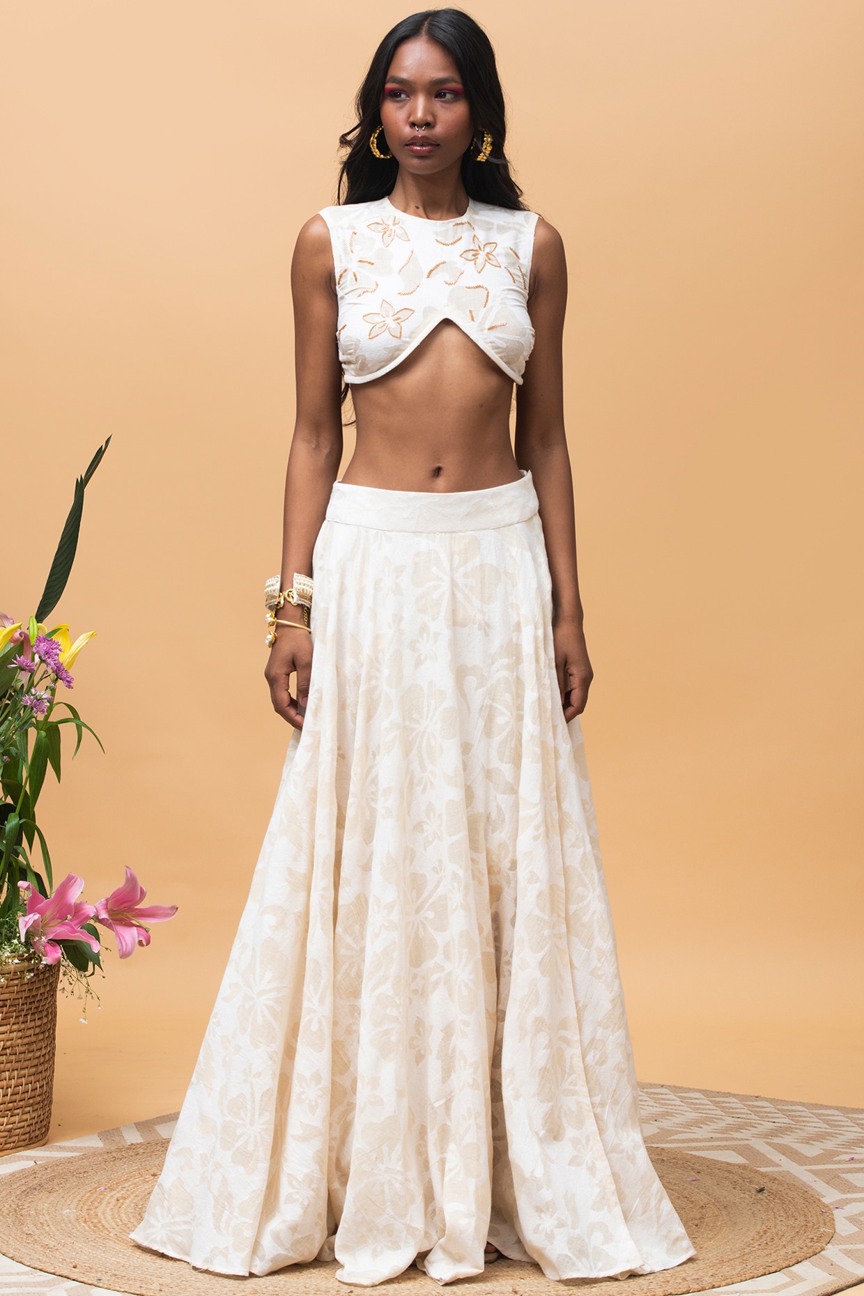 Buy Floral Skirt And Crop Top for Women Online from India s Luxury Designers 2024