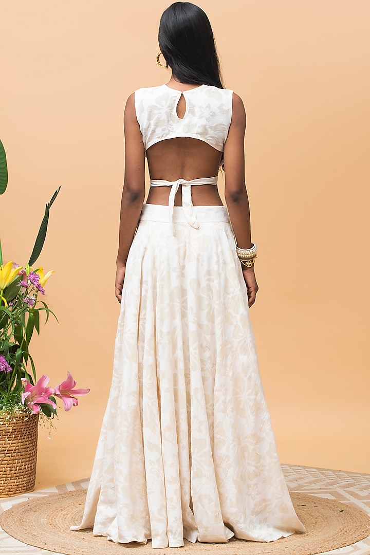 Ivory Cotton Skirt Set by Rishi & Vibhuti at Pernia's Pop Up Shop