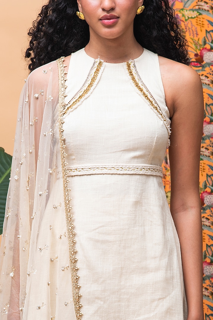 Ivory Linen Anarkali Set Design by Rishi & Vibhuti at Pernia's Pop Up Shop 2026 Ivory Linen Anarkali Set Design by Rishi & Vibhuti at Pernia's Pop Up Shop 2026
