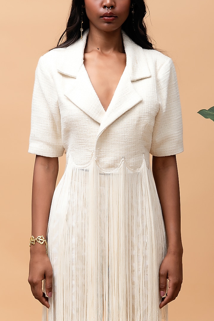 Ivory Jute Wrap Jacket Set by Rishi & Vibhuti at Pernia's Pop Up Shop