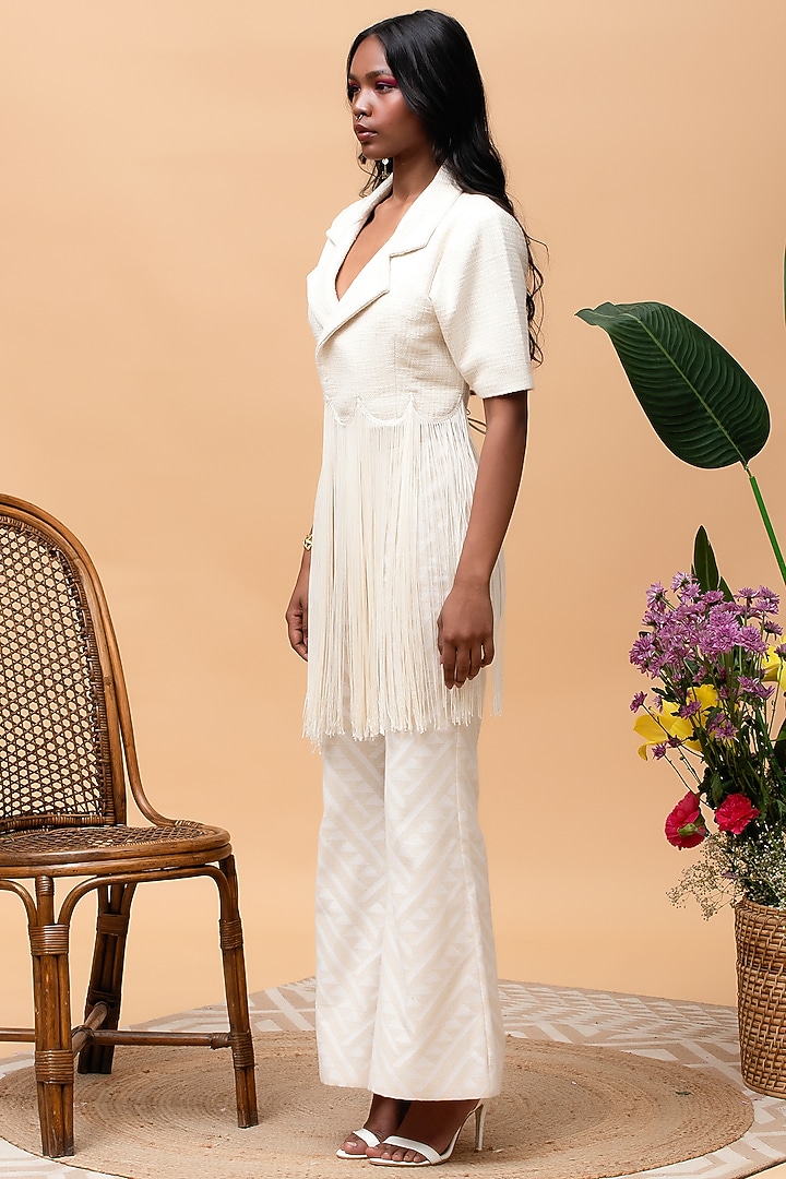 Ivory Jute Wrap Jacket Set by Rishi & Vibhuti at Pernia's Pop Up Shop