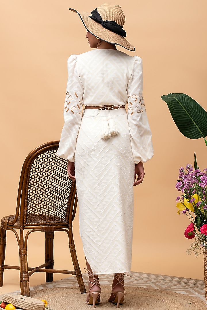 Ivory Linen Skirt Set by Rishi & Vibhuti at Pernia's Pop Up Shop