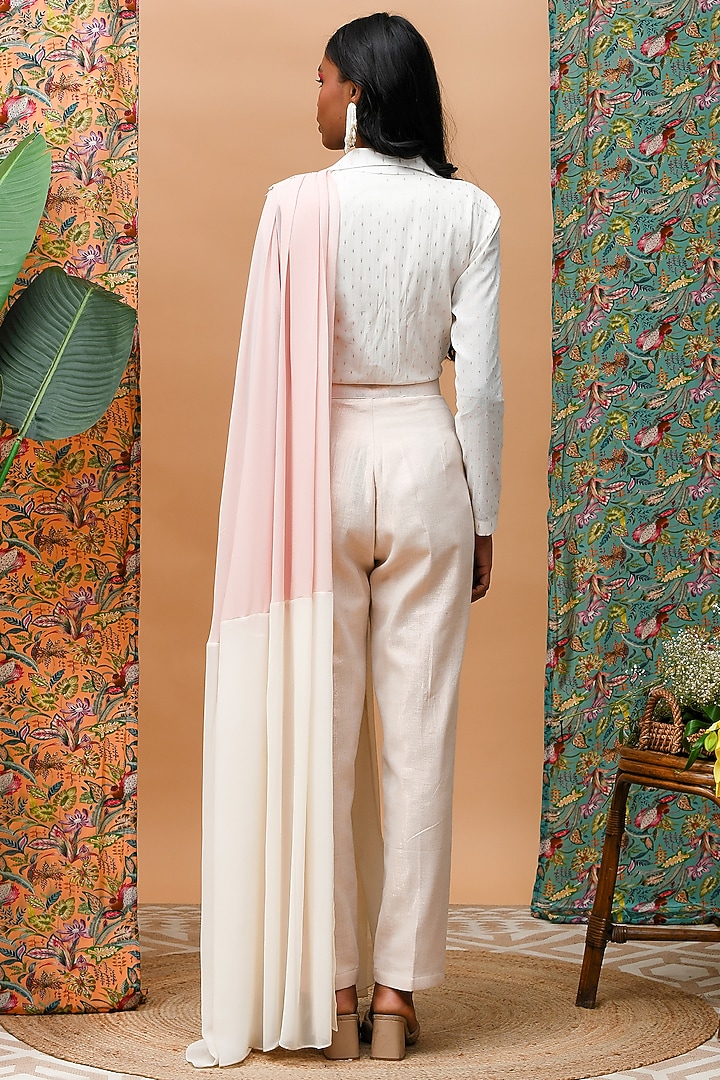 Ivory & Rose Gold Linen Pant Set by Rishi & Vibhuti at Pernia's Pop Up Shop