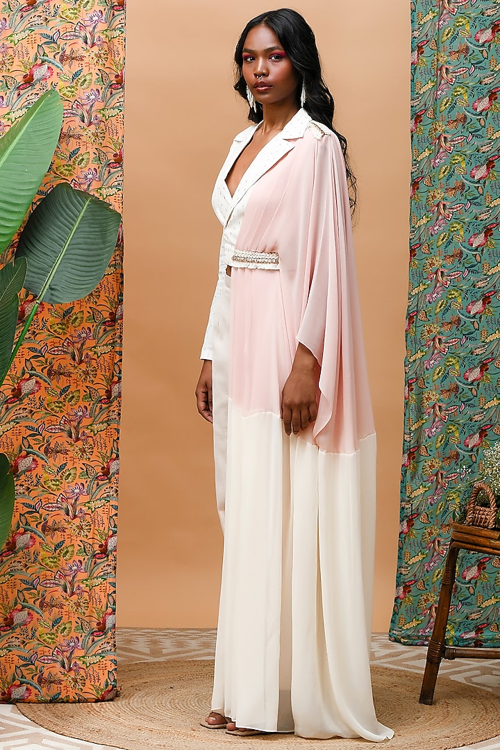 Ivory & Rose Gold Linen Pant Set by Rishi & Vibhuti at Pernia's Pop Up Shop