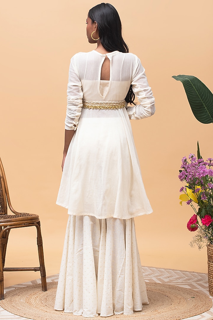 Ivory Jute & Cotton Gharara Set by Rishi & Vibhuti at Pernia's Pop Up Shop