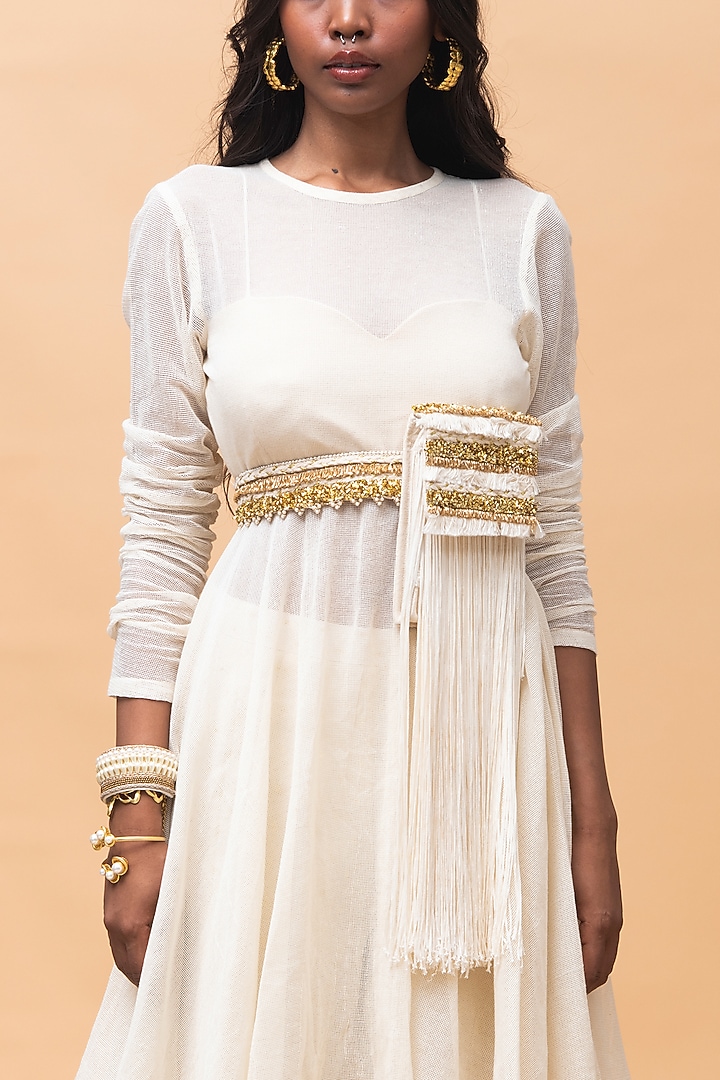 Ivory Jute & Cotton Gharara Set by Rishi & Vibhuti at Pernia's Pop Up Shop