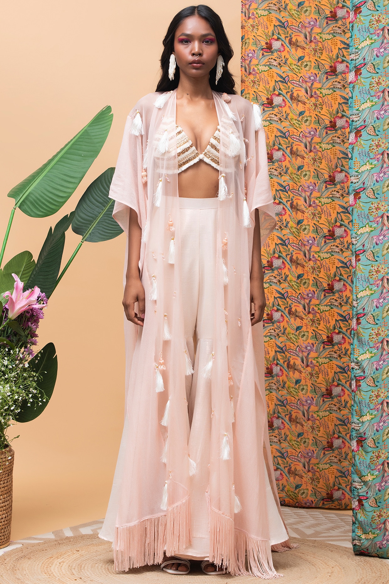 Rose gold dress with cape hotsell