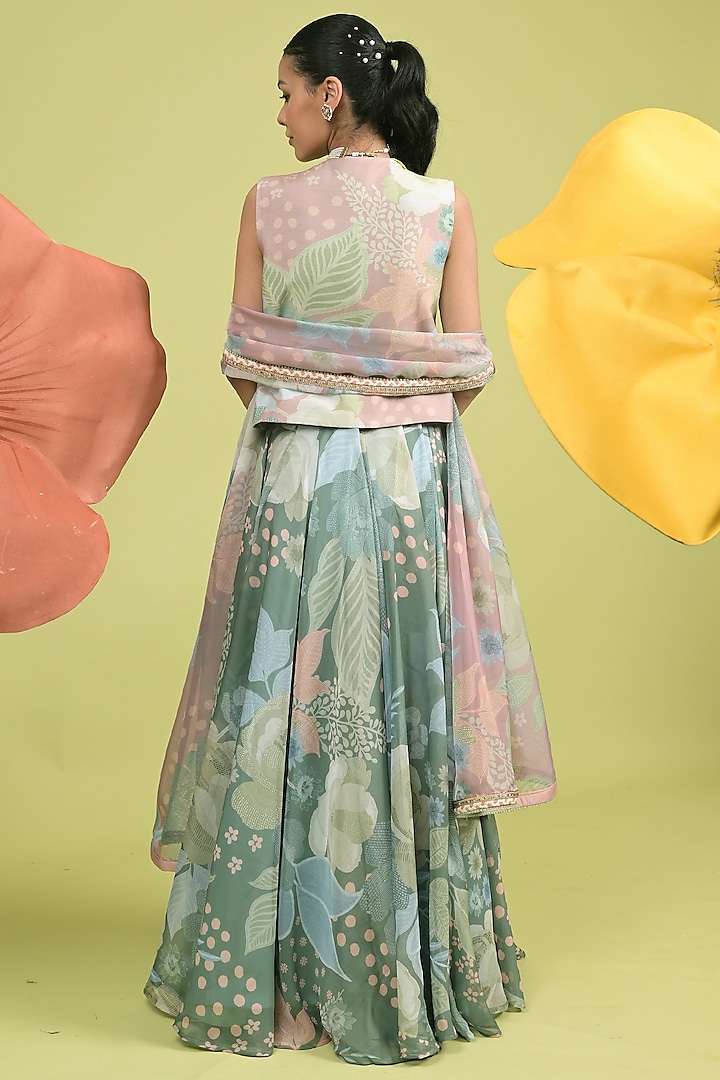 Matcha Green Organza Wedding Lehenga Set by Rishi & Vibhuti at Pernia's Pop Up Shop