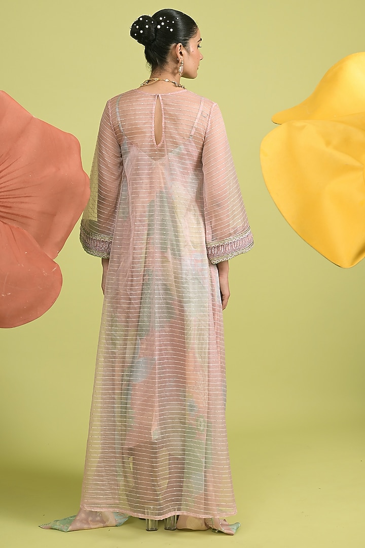 Dusty Pink Sequins Organza Embellished Kurta With Inner by Rishi & Vibhuti at Pernia's Pop Up Shop