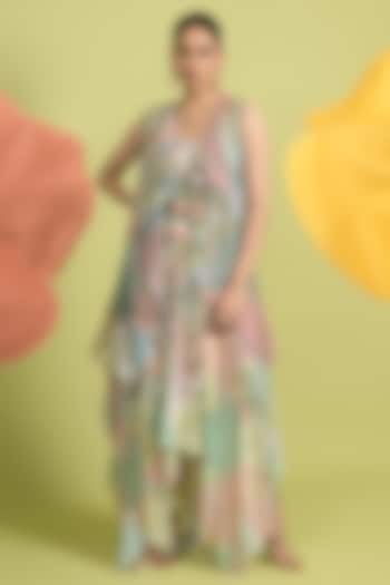 Dusty Pink Organza & Soft Spun Muslin Jacket Cocktail Dress by Rishi & Vibhuti at Pernia's Pop Up Shop